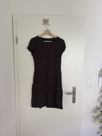 Sommerkleid Gepunktet Schwarz-Rosa Grösse S 36/38