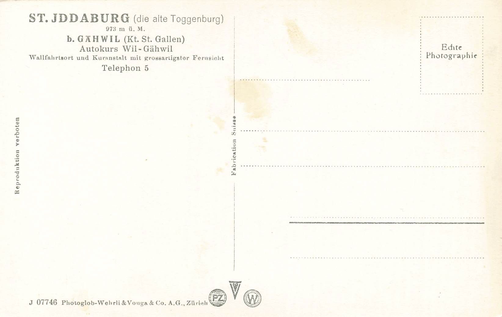 Cartoline postali: St. Jddaburg alt Toggenburg – Usato da Biasca venduto da Blenio71 1