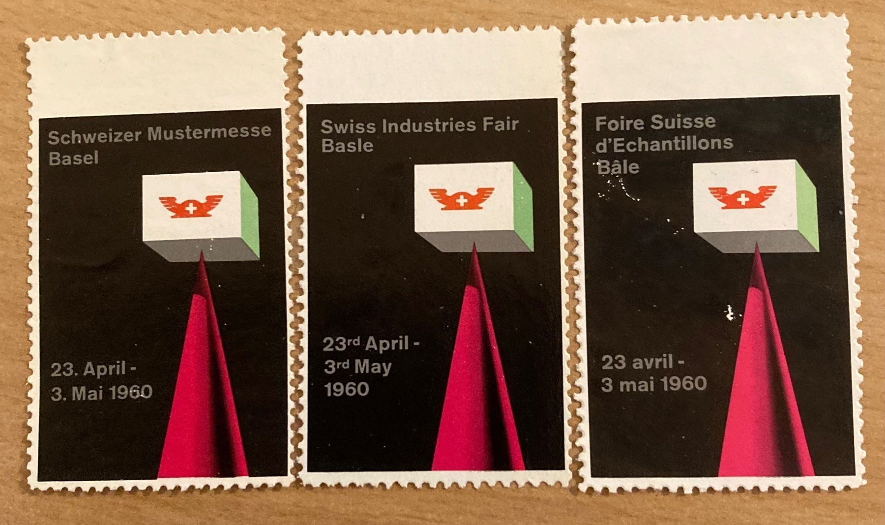 Tous les timbres: 3 Vignetten Schweizer Mustermesse Basel – D'occasion à Hunzenschwil par zibu88