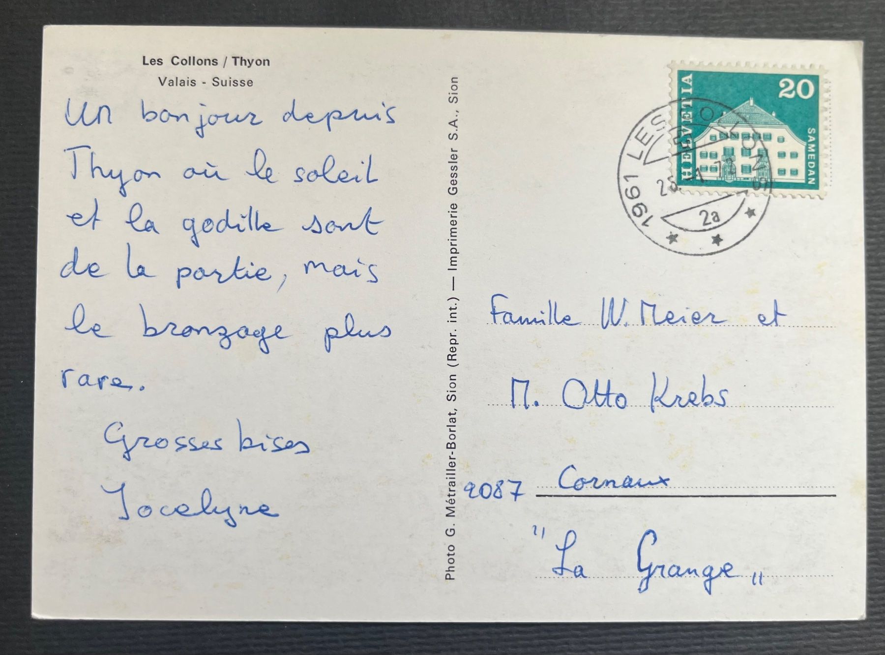 Cartoline postali: Les Collons / Thyon, Teleski, Skilift ca. 1970 – Usato da Ostermundigen venduto da DaxKarten-75 1