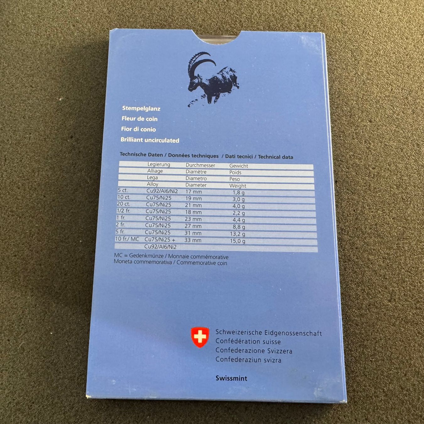 Tutti le monete: Münzsatz Schweiz Steinbock 2007 stgl – Usato da Reitnau venduto da Coinhouse 2