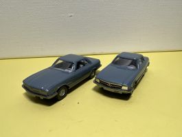 2x Wiking Mercedes 350 SL graublau in 1/87