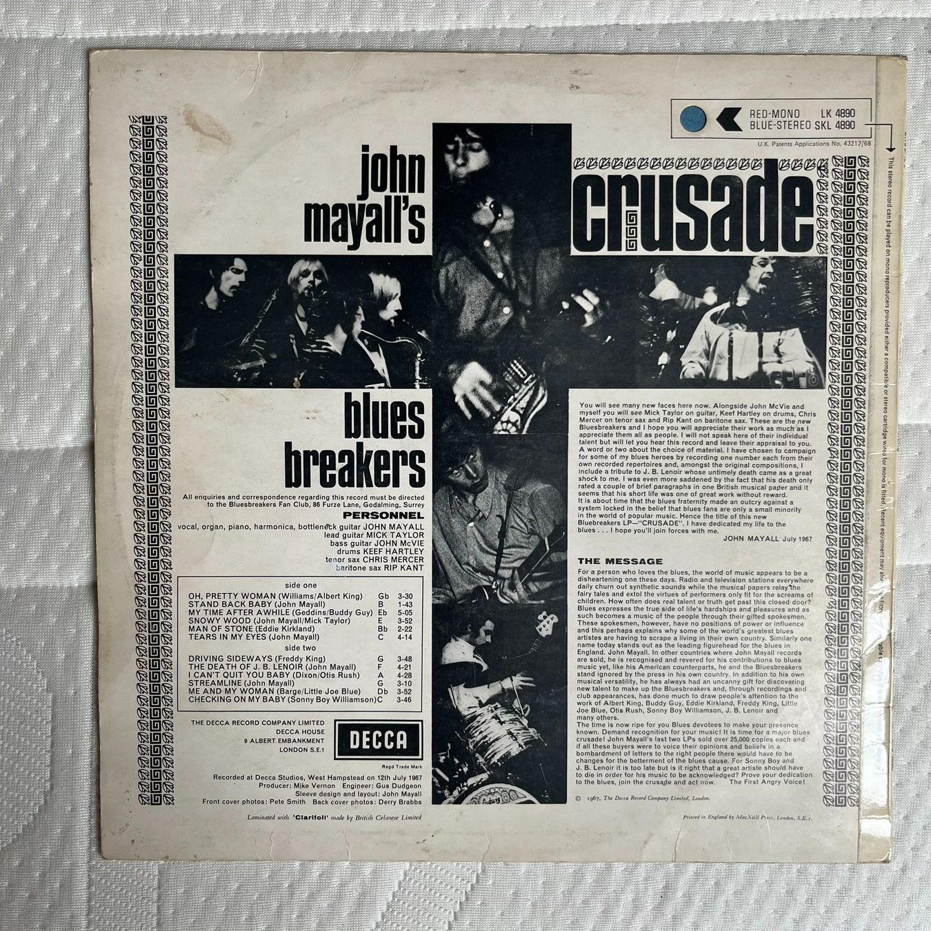 Vinyles: John Mayall's Bluesbreakers ‎– Crusade vinyl LP 1967 – D'occasion à Effretikon par ChrisLamberger 1