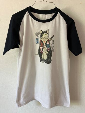 Samurai Katze T-Shirt Gr. S