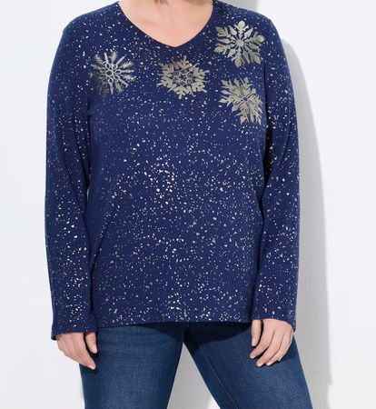 neuwertiger Sweatshirt Metallic-Druck von Ulla Popken 54/56