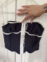 Dunkelblaues Pinstripe Corset Bustier Top 
