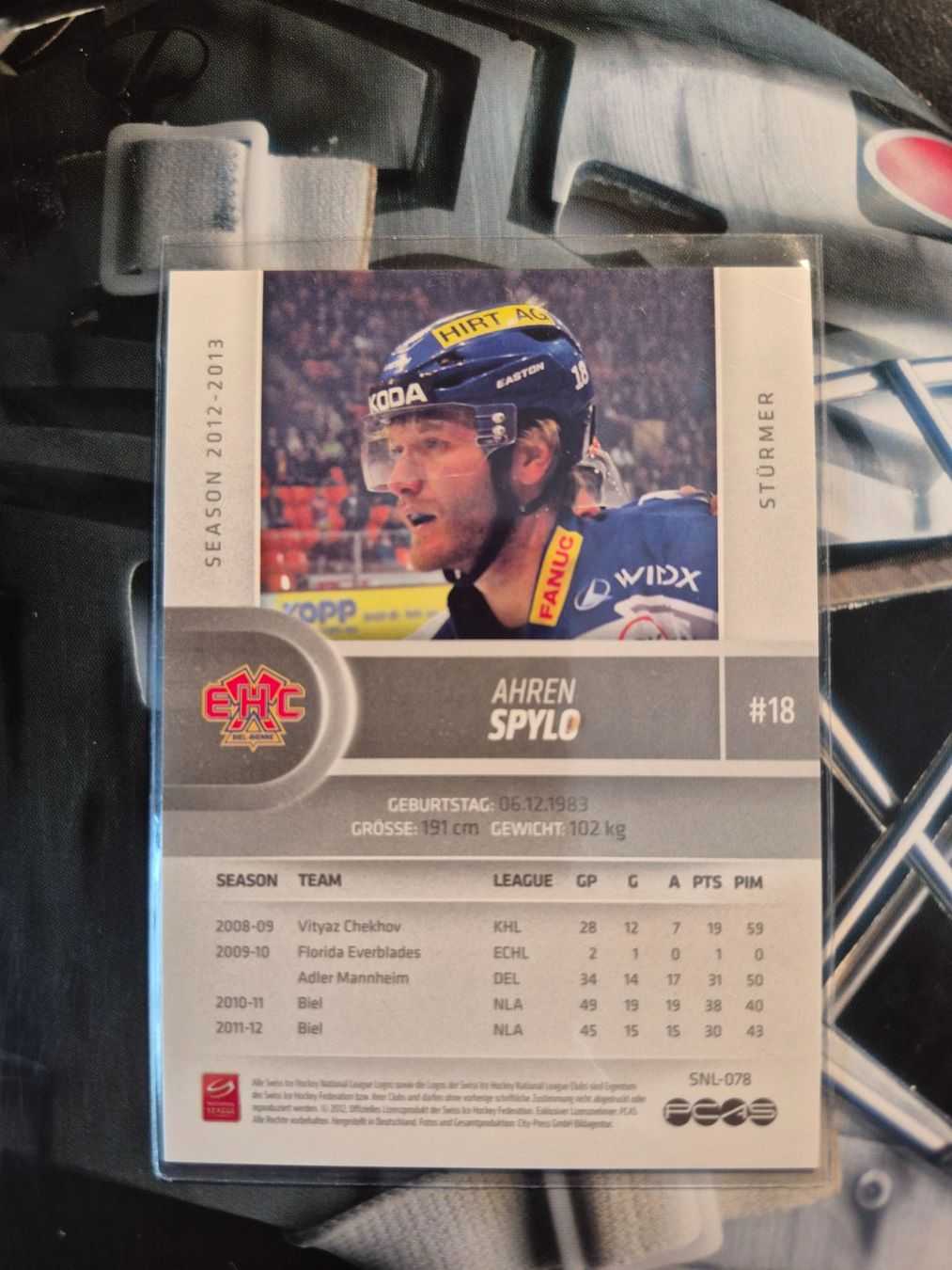 Carte collezionabili: Ahren Spylo EHC Biel 2012/13 – Usato da Treiten venduto da Sauber73 1