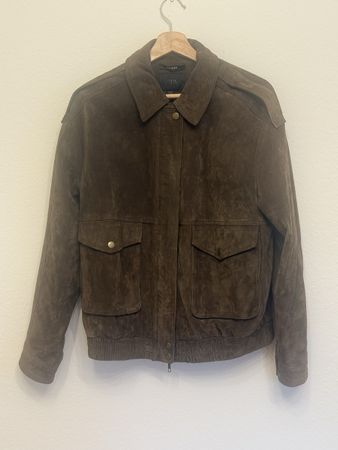 Veste en cuir suédé Zara marron, taille S, état neuf