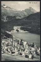St. Moritz, Blick auf den Ort mit Gebirg