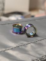 Ohr-Tunnel Piercing Set Regenbogen Farbe Neu 14mm
