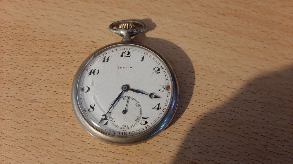 Montre De Poche Zénith Militaire WW1 WW2 - Mécanique, Fonctionne, Argentée, Occasion