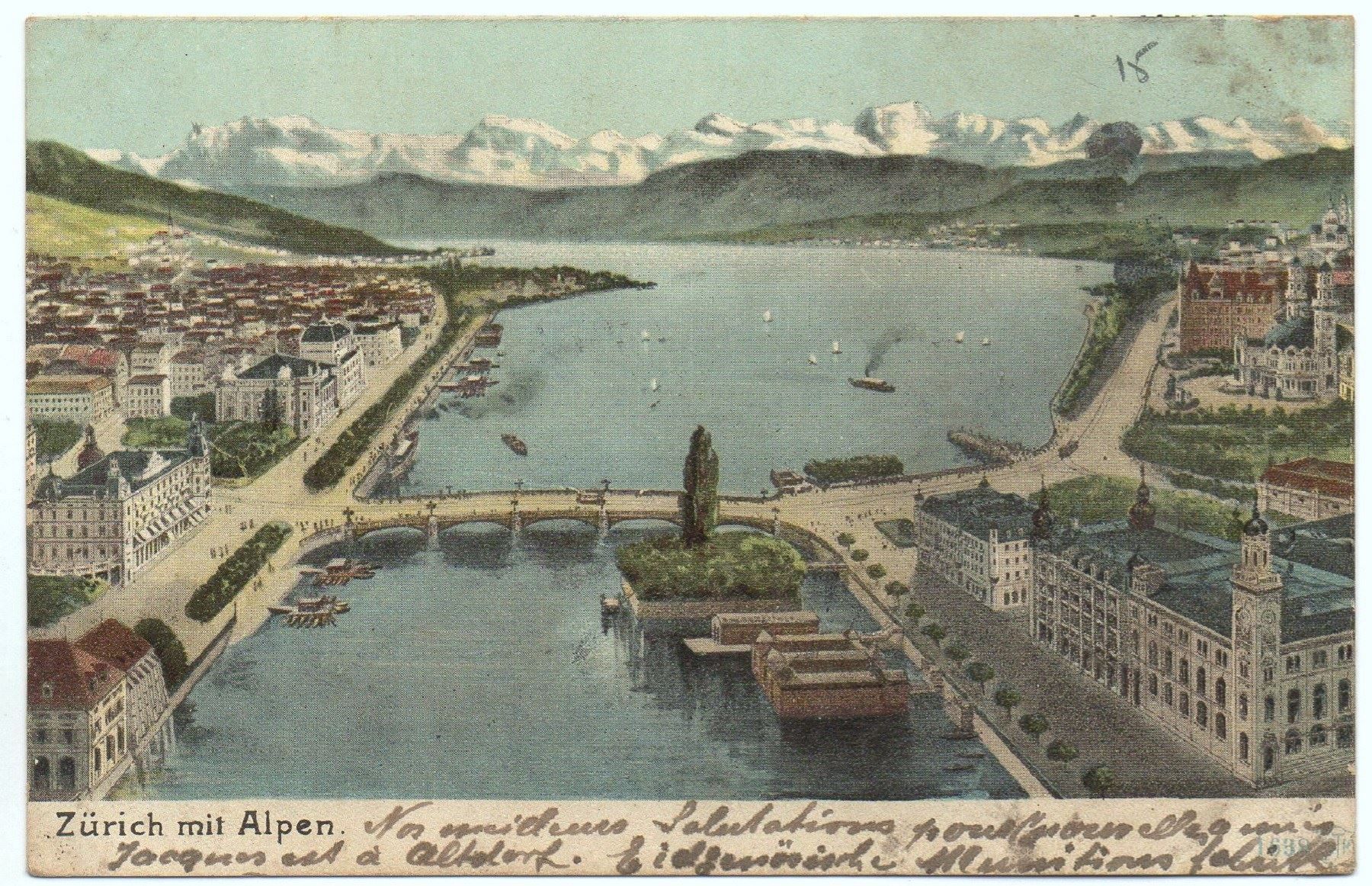 Cartoline postali: ZÜRICH mit Alpen – Usato da Jona venduto da philajona