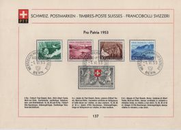 Pro Patria 1953, Sammelblatt Nr. 137 ET