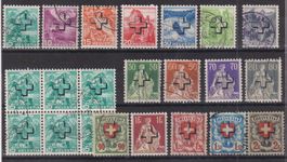 1938 Freimarken mit Aufdruck eines Kreuzes++++