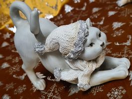 Weihnachts Katzenfigur, 12 x 13 cm