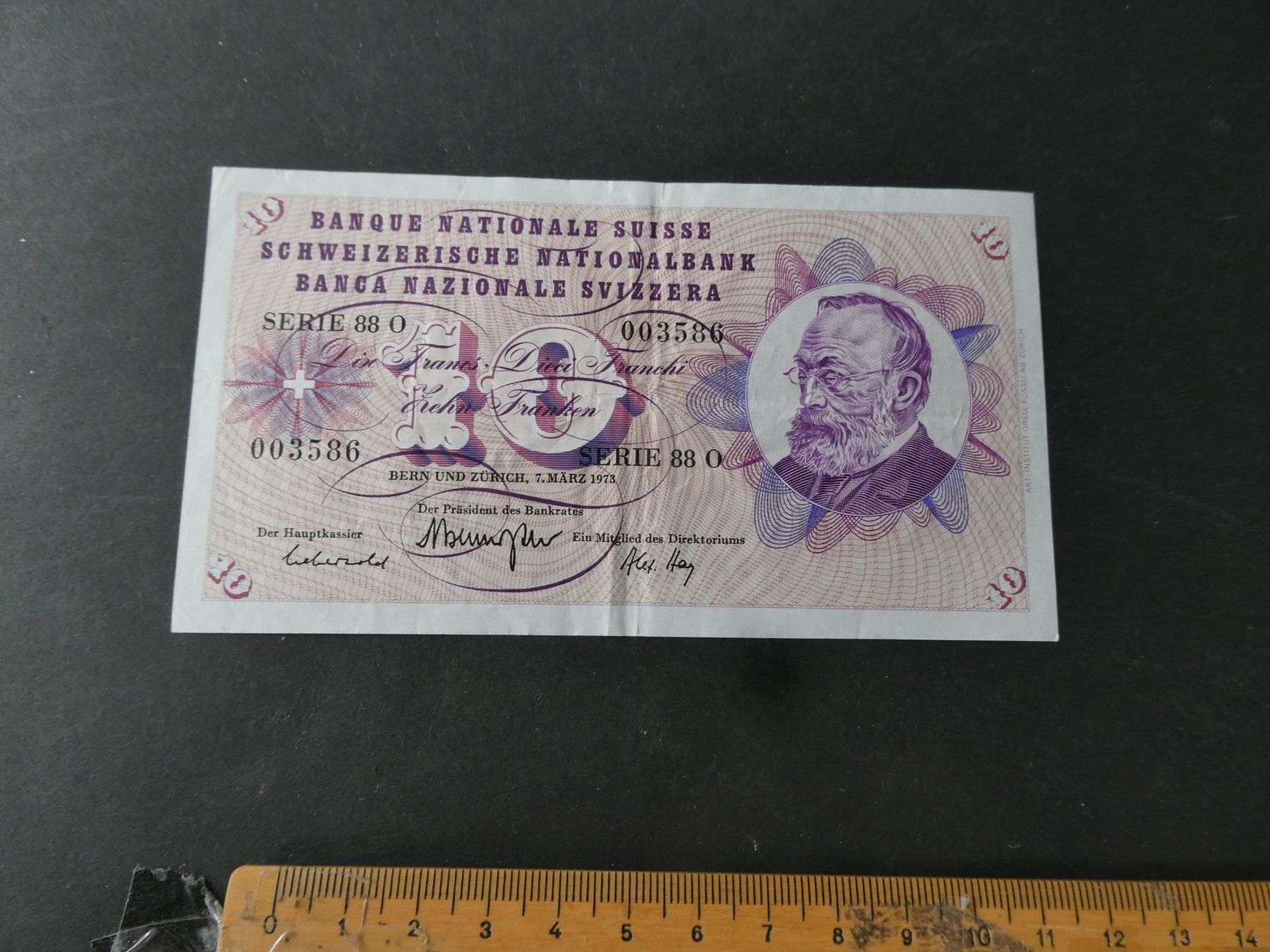 Banconote: Schweiz 1973, 10 Franken – Usato da Hinterforst venduto da Rohusri