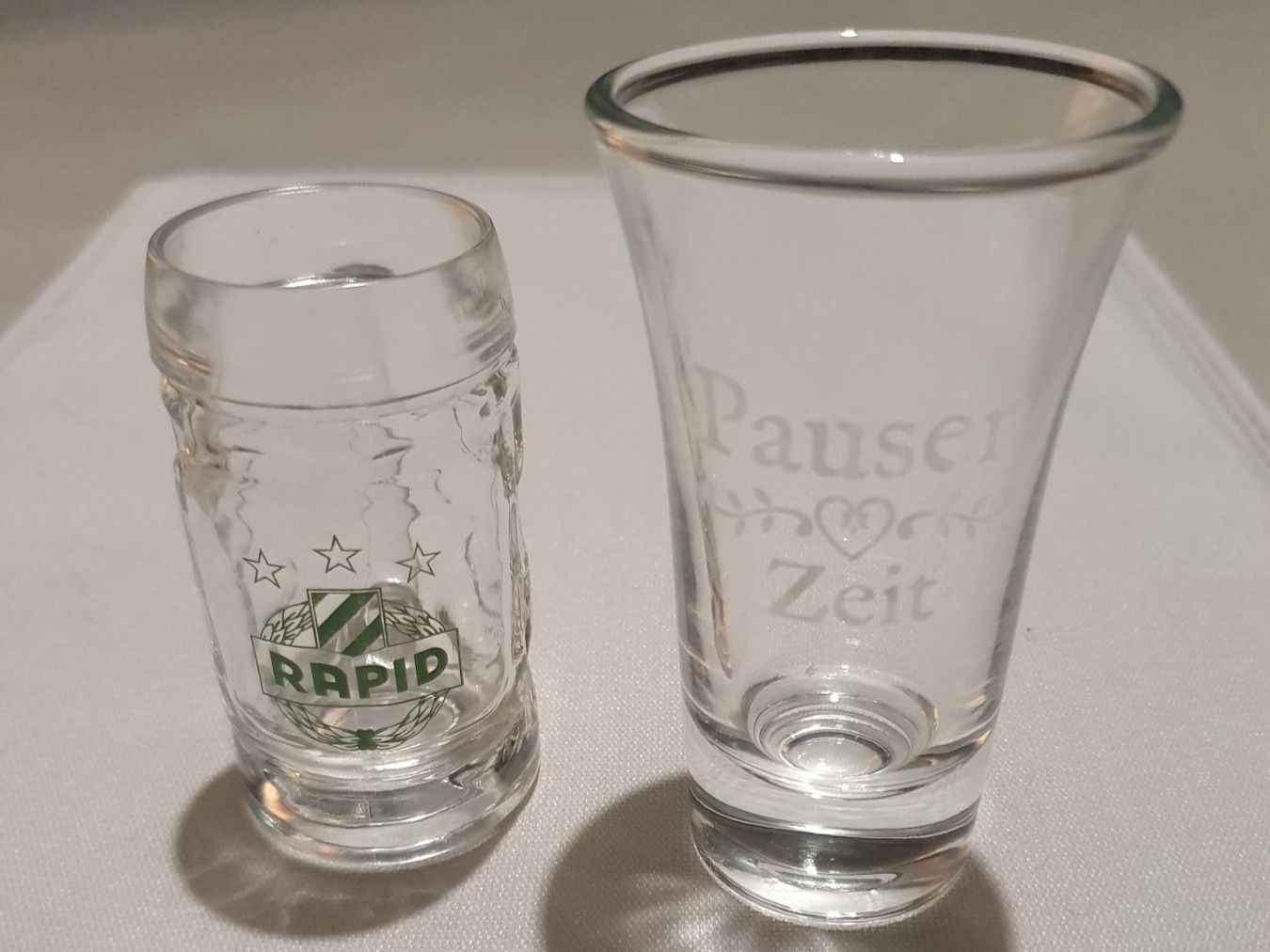 Bicchieri: 2x Shotglas, Rapid Wien + Pausenzeit – Usato da Känerkinden venduto da melbaumg