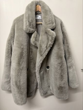 Rita Ora x Primark Kunstfell Mantel grau Grösse L neu
