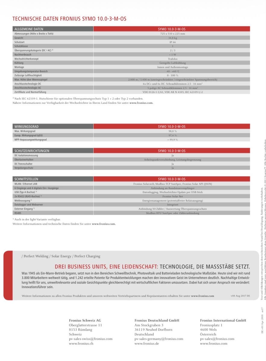 Fronius Inverter: Fronius Symo 10.0-3-M – Nuovo e nell'imballaggio originale da Glarus venduto da faegli9 2