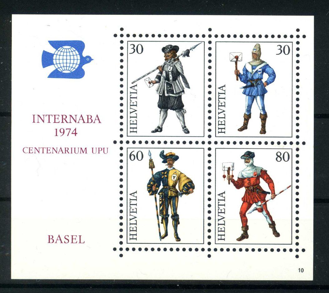 Tutti i francobolli: 1974, Gedenkblock NABA Basel, Nr. 10 ** – Usato da Willisau venduto da Vollstempel