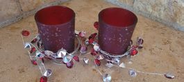 2 Teelicht Kerzenhalter aus Glas