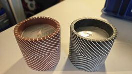 2er Set Citronella Kerzen im Zementbecher, Neu!