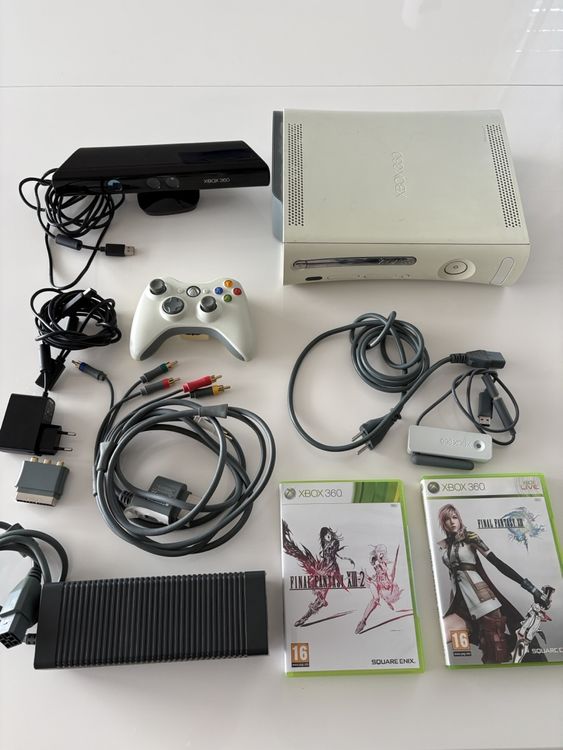 Pack Xbox 360 Blanche (Fat) – 10 Jeux Au Choix + Kinect + Manette, Occasion