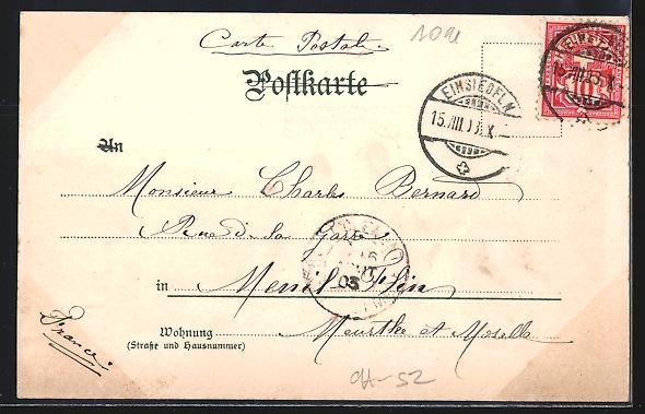 Cartoline postali: AK Einsiedeln, Aufgang zum Kloster, 1908 – Usato da Berlin venduto da bartko-reher 1