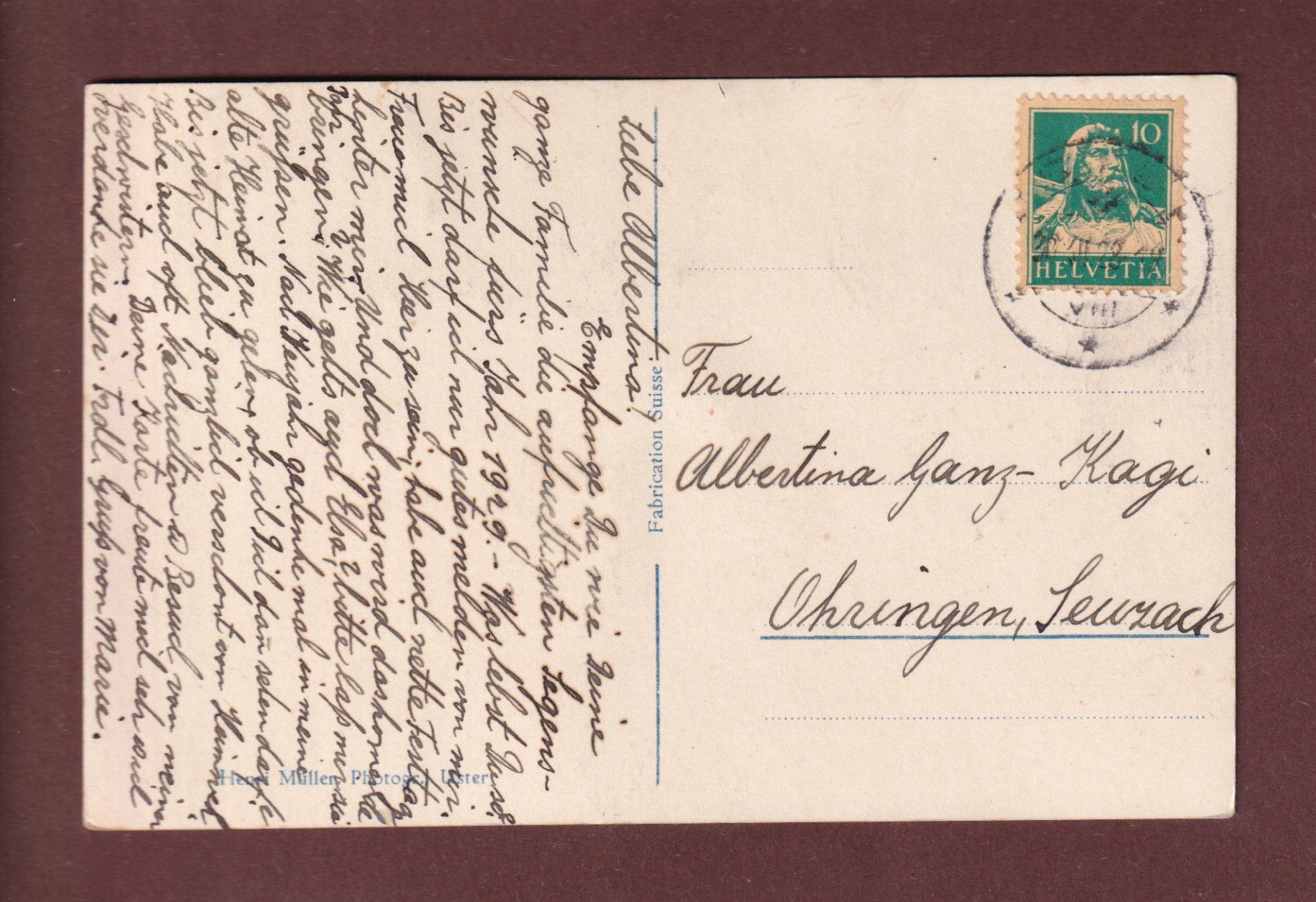 Cartoline postali: USTER - Schloss und Kirche - 1928 – Usato da Pully venduto da nicecards-shop 1