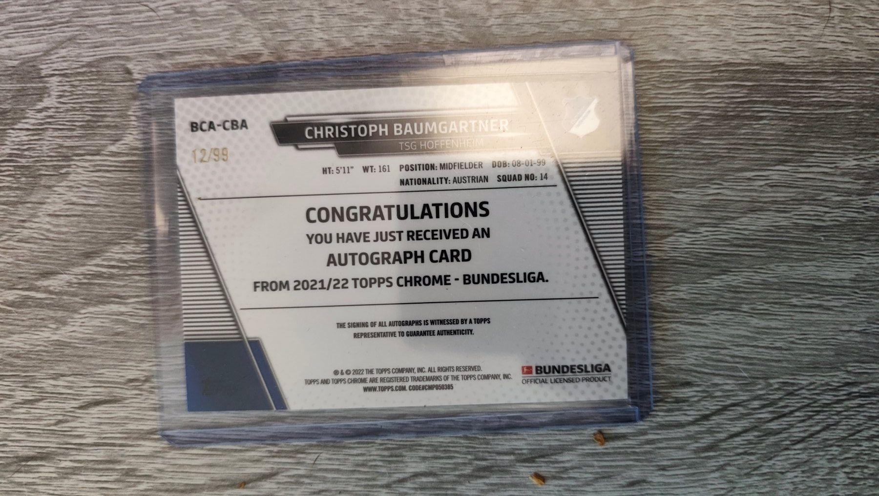 Topps Cartes à collectionner: Topps Chrome 21/22 Christoph Baumgartner /99 mit Auttogramm – D'occasion à St. Gallen par RudyundFloydCards 1