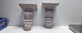 Wandkonsolen, 2er Set, Vintage, Holz. (nov847)