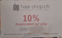 Haar-Shop.ch 10% Rabatt Coupon auf alles! (Ab 59CHF Einkauf)