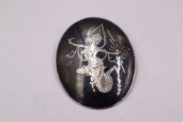 Grosse Siam Sterling Silber Brosche Thai Vintage