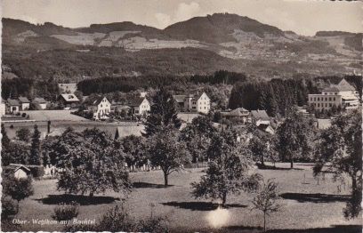 Cartoline postali: Ober-Wetzikon mit Bachtel. 1949 – Usato da Schlieren venduto da petros38