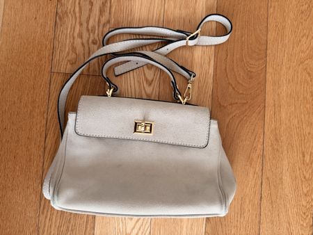 Borsa a mano/tracolla color crema - pelle scamosciata