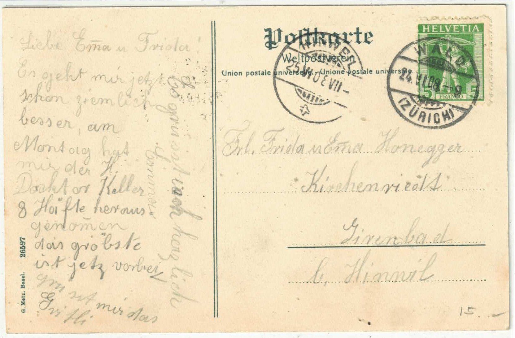 Cartoline postali: Wald ZH - Krankenasyl – Usato da Ettingen venduto da Kartenplanet 1