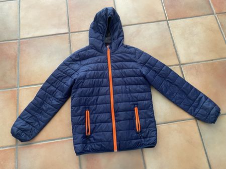 Dünnwattierte Jacke, dunkelblau-orange, Gr. 158/164