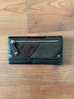 Leder Portemonnaie Damen schwarz viele Fächer