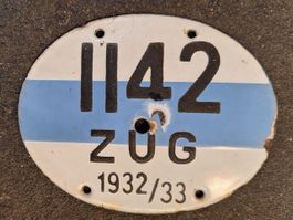 1142, ZUG , Velo Nummer Rarität aus den 30er Jahren!