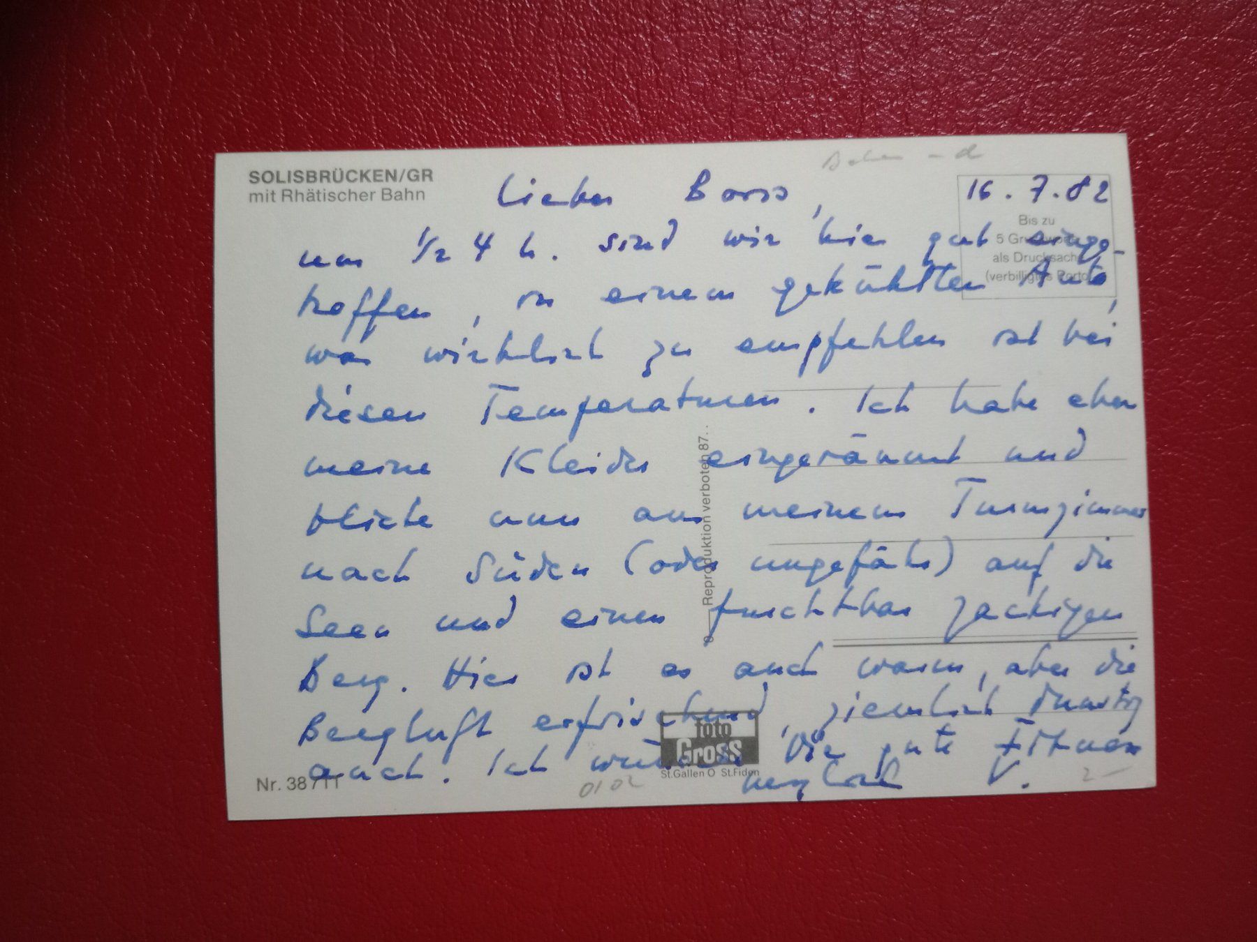 Cartoline postali: Rhätische Bahn auf der Solisbrucken 1982 – Usato da Küttigen venduto da Melisch1000 1