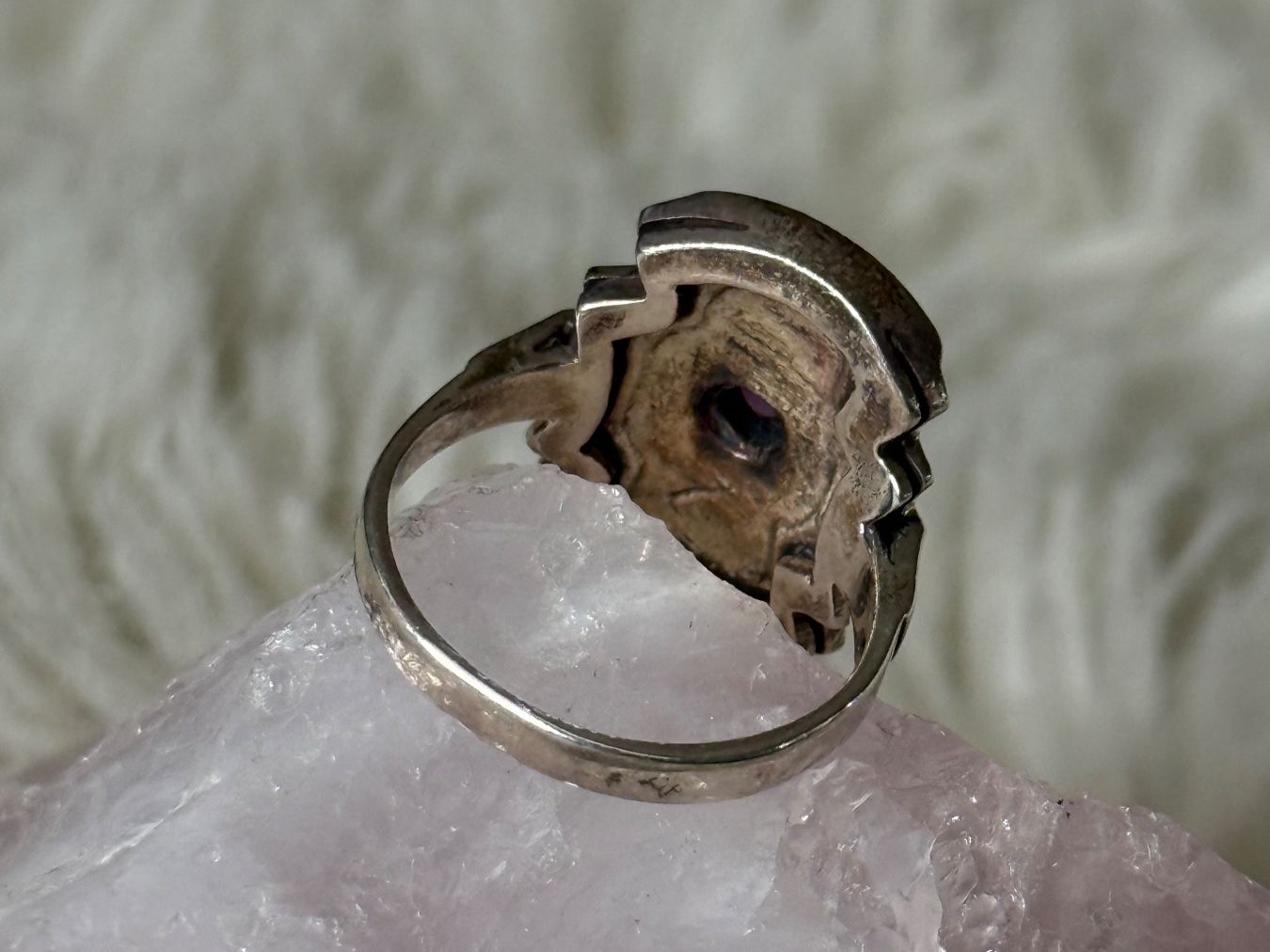Anelli: Vintage Silberring 925 mit lila Stein – Usato da Istighofen venduto da Ringparadies 2