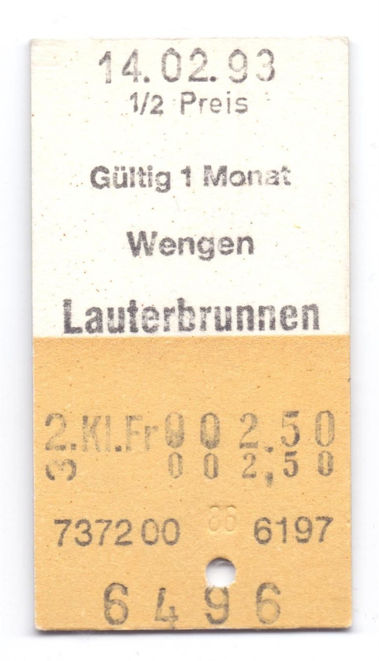 Biglietti: Billette Wengen - Lauterbrunnen WAB – Usato da Langenthal venduto da Sammlungs_aus