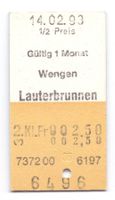 Billette Wengen - Lauterbrunnen WAB