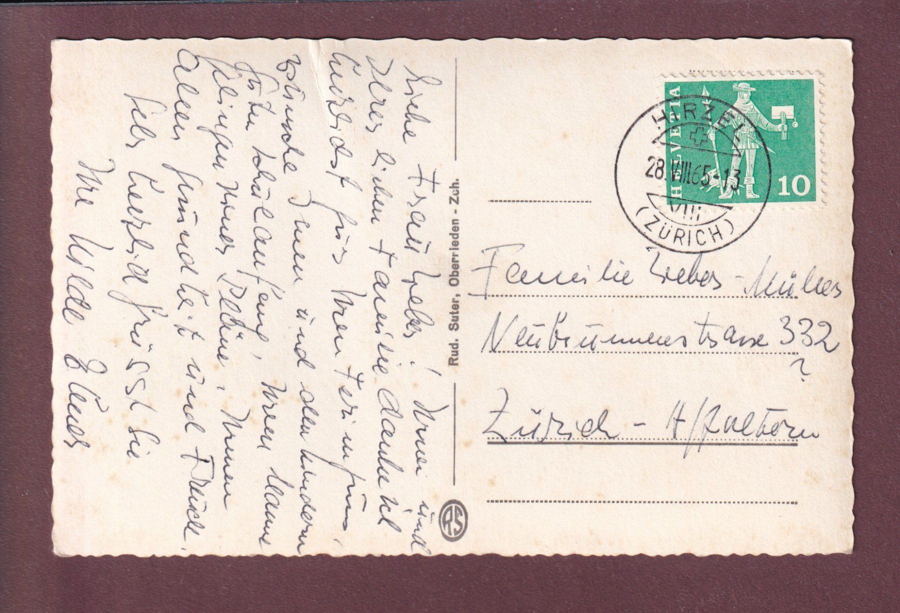 Cartoline postali: HIRZEL - Kirche - 1965 // Falte // – Usato da Pully venduto da nicecards 1