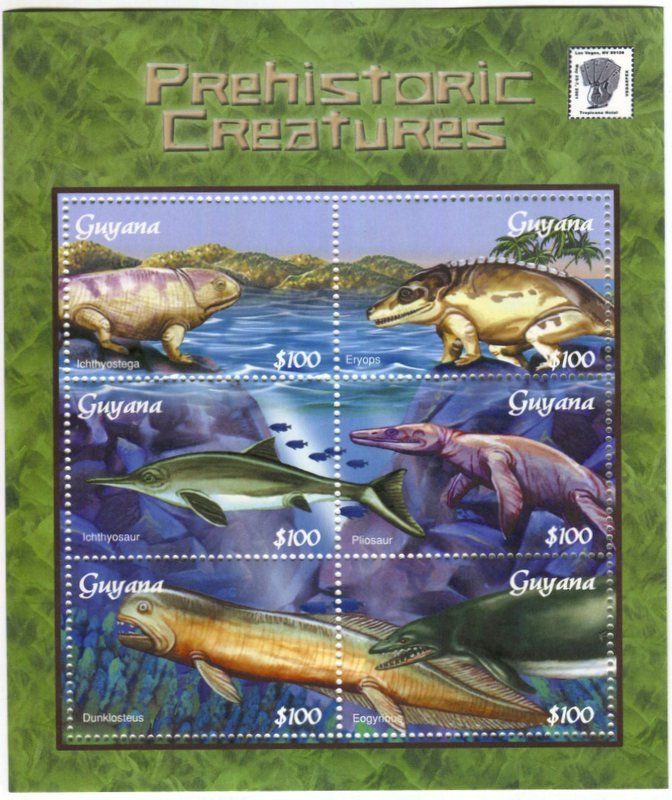Tutti i francobolli: Block "Dinosaurier". Guyana – Nuovo e nell'imballaggio originale da Basel venduto da Butsch5