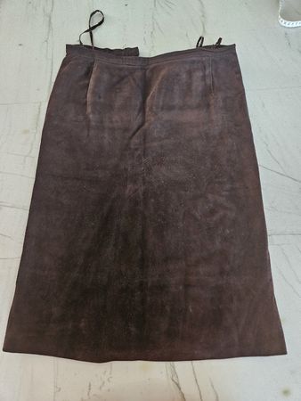 Pencilskirt Wildlederrock braun knielang Grösse ca. 40