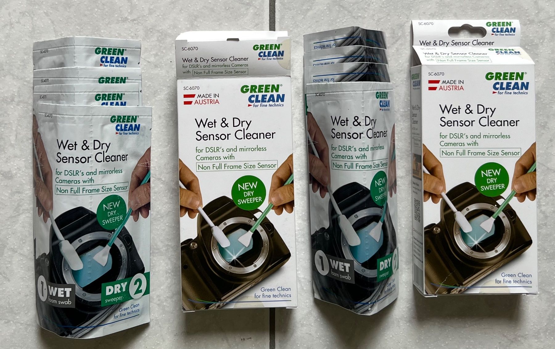Fotocamera: Green Clean Wet & Dry Sensor Cleaner - APS-C+MFT 4Stk. – Nuovo e nell'imballaggio originale da Münsingen venduto da Omasaki