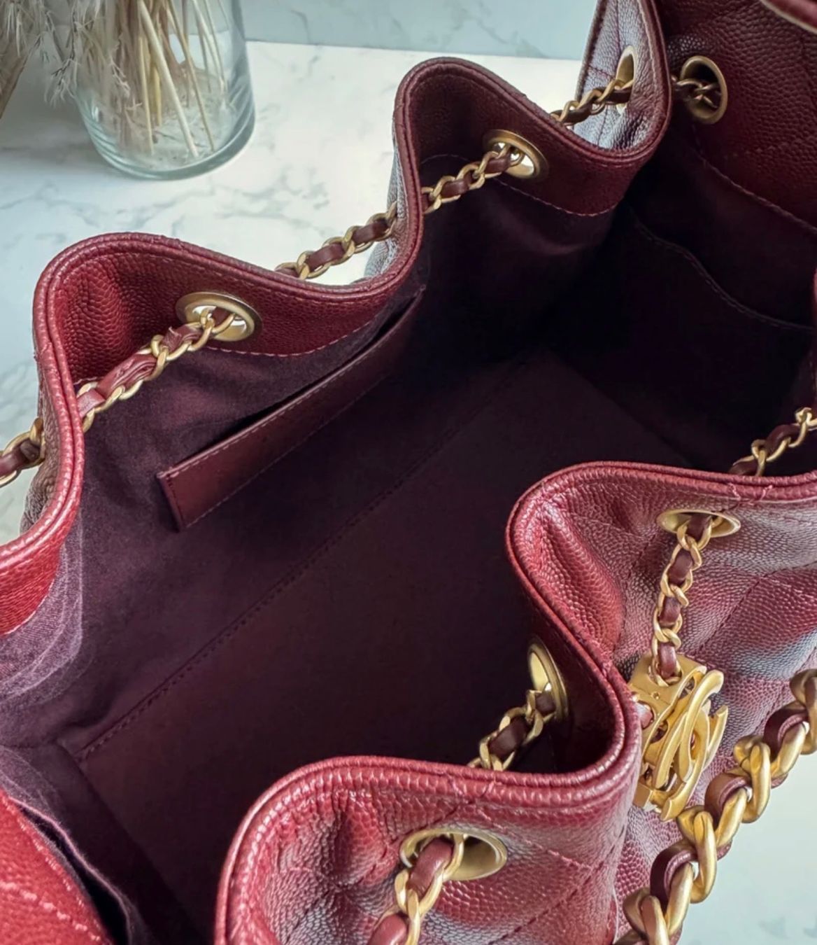 Borse da donna: Handtasche Leder gesteppt dunkelrot – Nuovo (secondo la descrizione) da Buchs AG venduto da mel_9p8r 1
