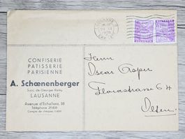 CL01 Enveloppe + Timbre Suisse 1938