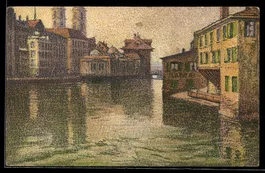 Künstler-AK Ernst E. Schlatter: Zürich, Blick vom Oberen Müh